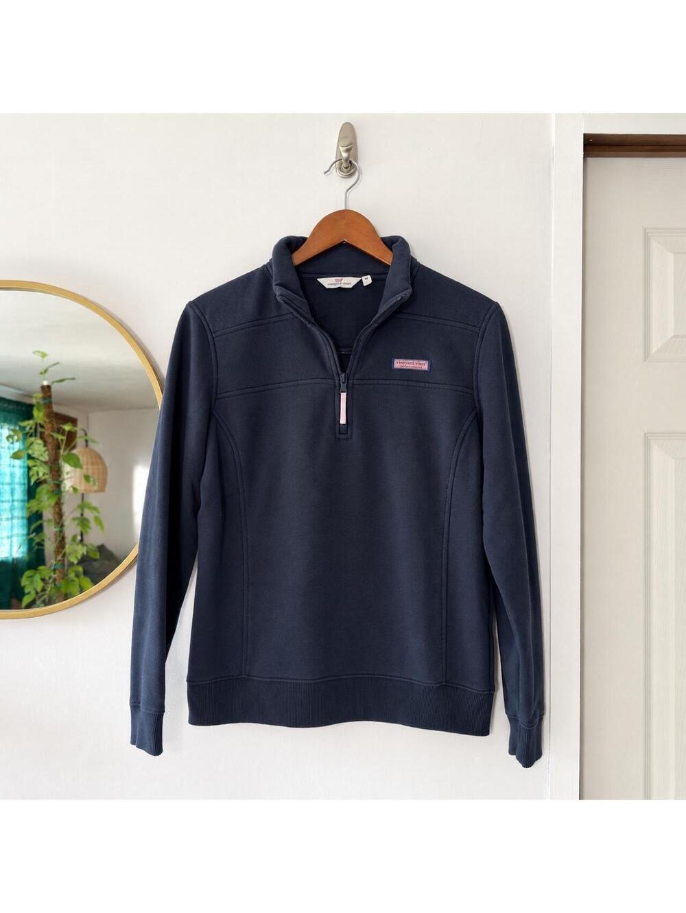 Vineyard Vines Womens Shep Shirt Navy Blue Quarter Zip Sweatshirt Pullover M